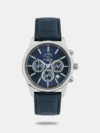 A distinctive design meets functionality in this watch, featuring a durable steel case with a matte finish. The dial is enhanced with Sunray technology, creating a subtle texture that interacts beautifully with light. Applied markers in a sleek stroke design, along with baton-style hands, ensure clear readability. A second time zone is displayed on a separate dial, while a date window is positioned between 4 and 5 o'clock. Luminescent-coated hands and markers allow visibility in low light. A secure steel bracelet with a folding clasp offers a comfortable fit.