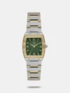 Designed to suit the preference of urban women, this analog watch from the collection by Santa Barbara Polo & Racquet Club is sure to make a style statement. Secured by a mineral glass, the silver rectangular dial is protected in a case. It exhibits crown for time adjustment. The stainless steel strap flaunts a multi hue that accentuates the look of the watch. Moreover, it is fitted with a fold-over clasp to ensure a secure fit on the wrist.