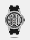 Designed to suit the preference of urban men, this analog watch from the collection by Santa Barbara Polo & Racquet Club is sure to make a style statement. Secured by a mineral glass, the silver round dial is protected in a case. It exhibits crown for time adjustment. The rubber strap flaunts a blue hue that accentuates the look of the watch. Moreover, it is fitted with a buckle clasp to ensure a secure fit on the wrist.