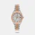 An exquisite watch for women who appreciate style and elegance. The model has a unique non-standard silver-colored case with stone inlay around the dial, which adds a sophisticated shine to any look.