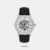 Independent design meets exceptional functionality in this watch. The steel case features a balanced matte and smooth finish, enclosing a guilloche dial with a transparent window and the brand logo. Applied hour markers combine strokes and Roman numerals, while leaf-shaped feuille hands with luminescent coating ensure visibility in the dark after exposure to light. A fluted crown with protective detailing enhances durability. The comfortable leather strap and secure clasp complete the design with reliable craftsmanship.