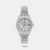 An exquisite watch for women who appreciate style and elegance. The model has a unique non-standard silver-colored case with stone inlay around the dial, which adds a sophisticated shine to any look.