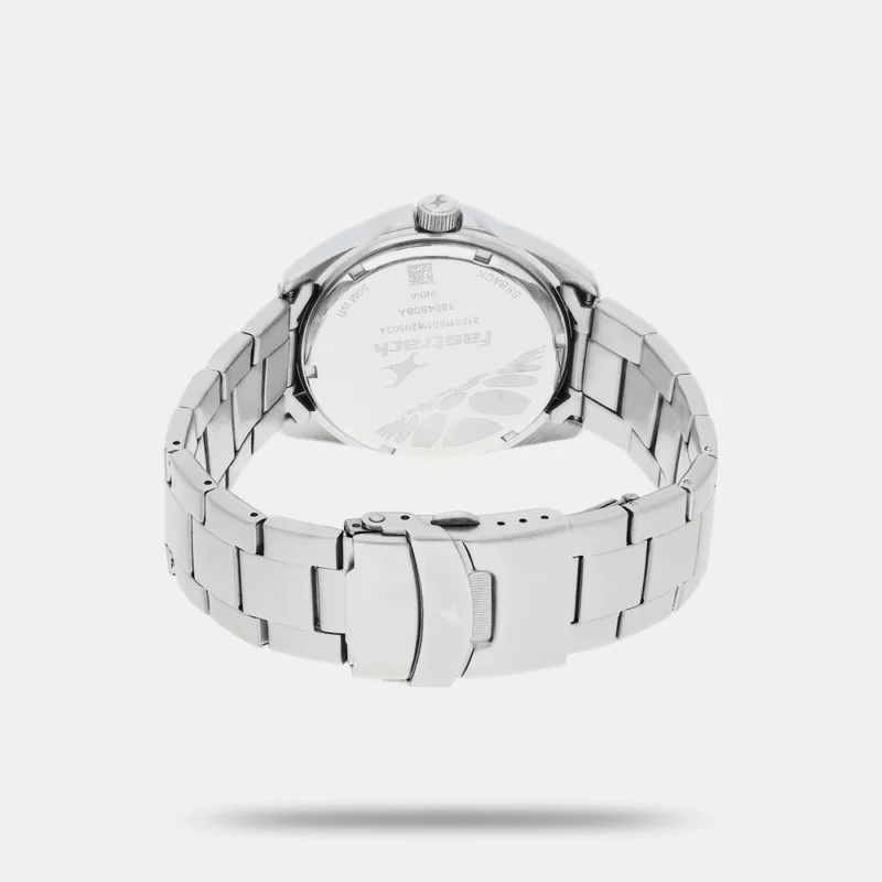 Fastrack Loopholes Quartz Analog with Date White Dial Stainless Steel Strap Watch for Guys 38049SM02 - Image 3