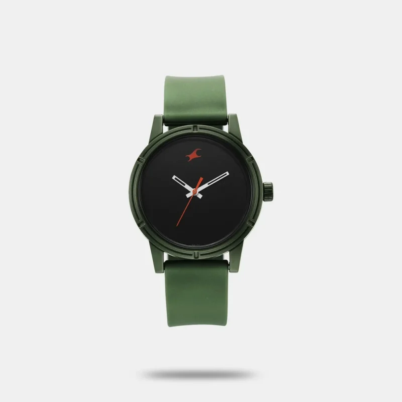 Fastrack Tees Quartz Analog Black Dial Silicone Strap Watch for Guys 38062PP13W