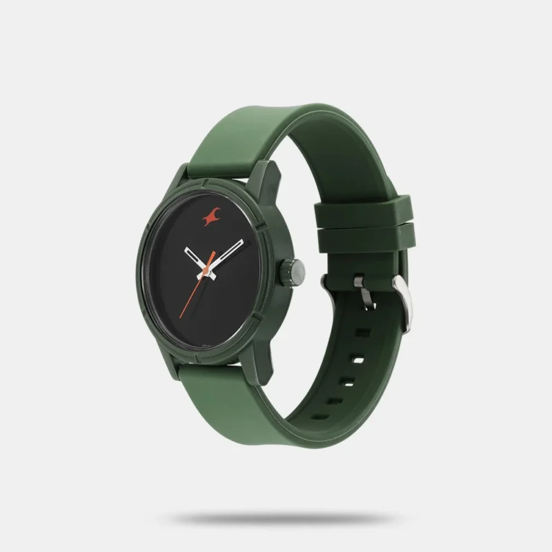 Fastrack Tees Quartz Analog Black Dial Silicone Strap Watch for Guys 38062PP13W - Image 2