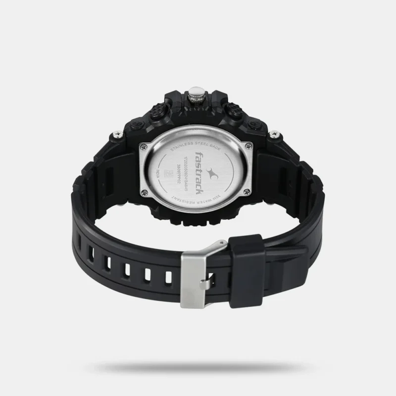 Fastrack StreetStyle Quartz Digital Black And Red Dial Black PU Strap Unisex Watch 38097PP02W - Image 3