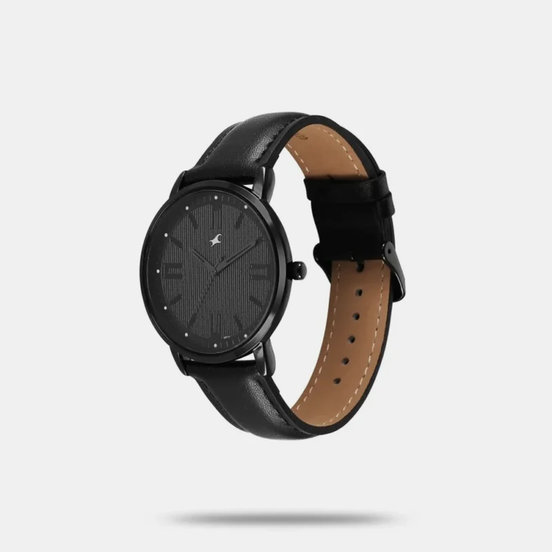 Fastrack Stunners X Quartz Analog Black Dial Leather Strap Watch For Guys 38159NL01 - Image 2