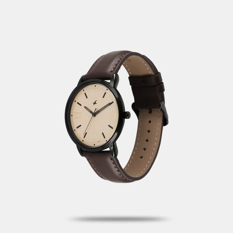 Fastrack Stunners X Quartz Analog Beige Dial Leather Strap Watch For Guys 38159NL02 - Image 3