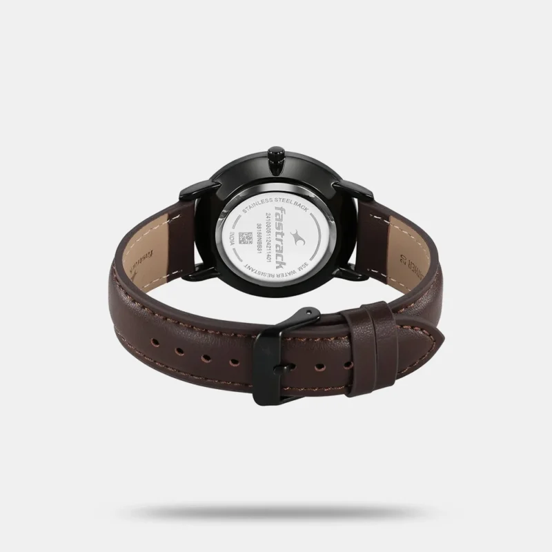 Fastrack Stunners X Quartz Analog Beige Dial Leather Strap Watch For Guys 38159NL02 - Image 4