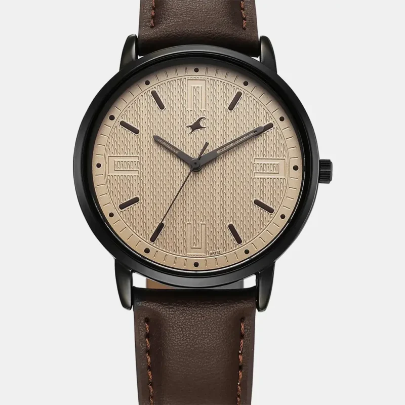 Fastrack Stunners X Quartz Analog Beige Dial Leather Strap Watch For Guys 38159NL02 - Image 2