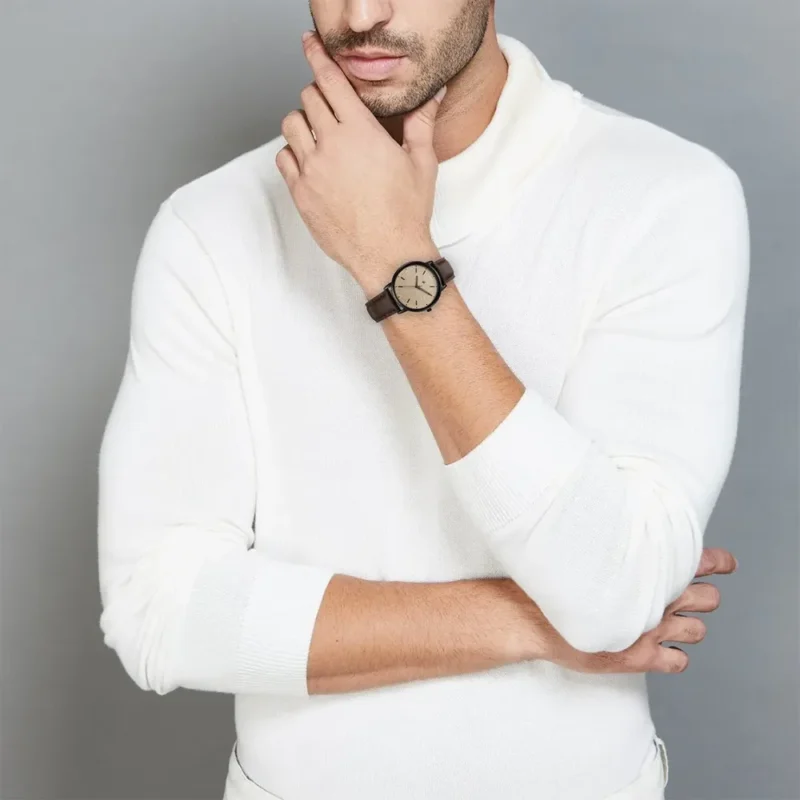 Fastrack Stunners X Quartz Analog Beige Dial Leather Strap Watch For Guys 38159NL02 - Image 6