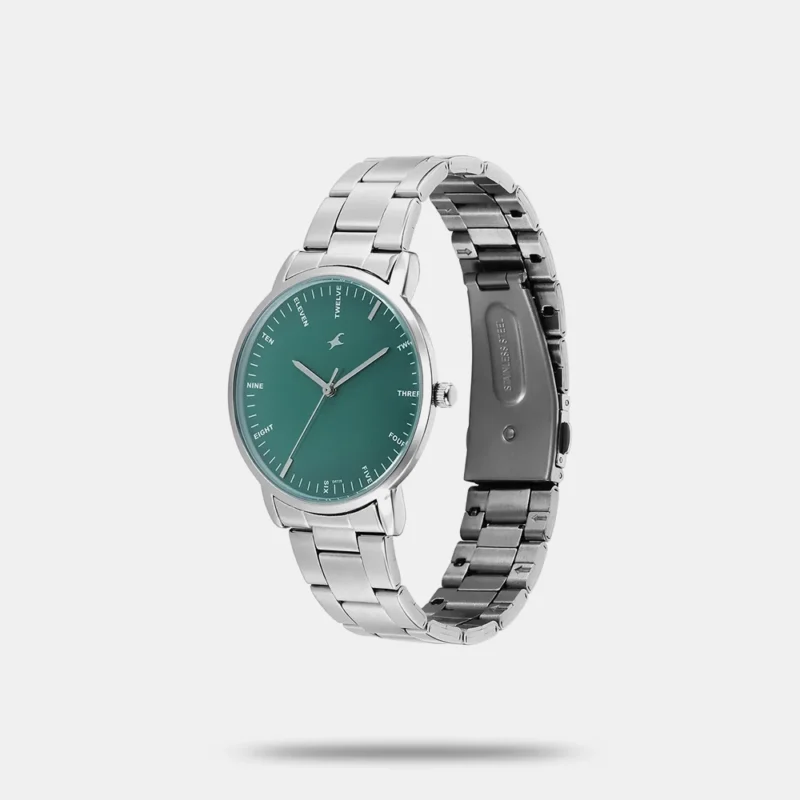 Fastrack Stunners X Quartz Analog Green Dial Stainless Steel Strap Watch For Guys 38159SM03 - Image 2