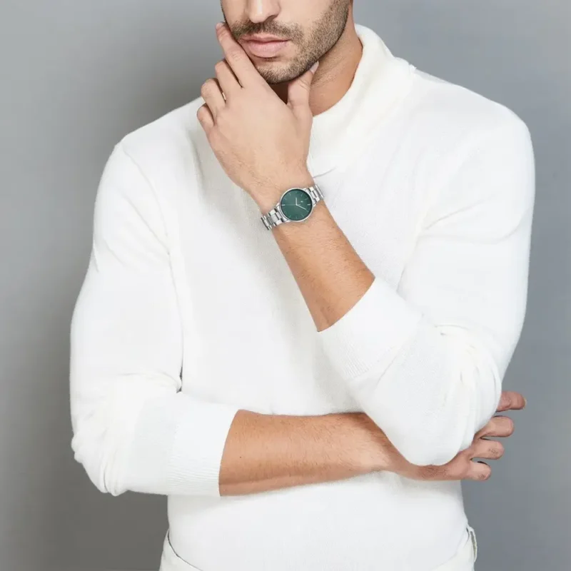 Fastrack Stunners X Quartz Analog Green Dial Stainless Steel Strap Watch For Guys 38159SM03 - Image 5