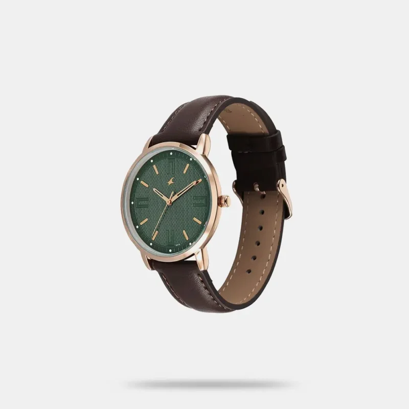 Fastrack Stunners X Quartz Analog Green Dial Leather Strap Watch For Guys 38159WL01 - Image 2