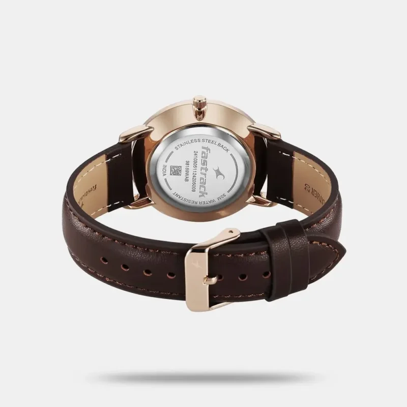 Fastrack Stunners X Quartz Analog Green Dial Leather Strap Watch For Guys 38159WL01 - Image 3