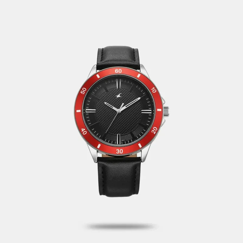 Fastrack Stunners X Quartz Analog Black Dial Leather Strap Watch For Guys 38160SL01