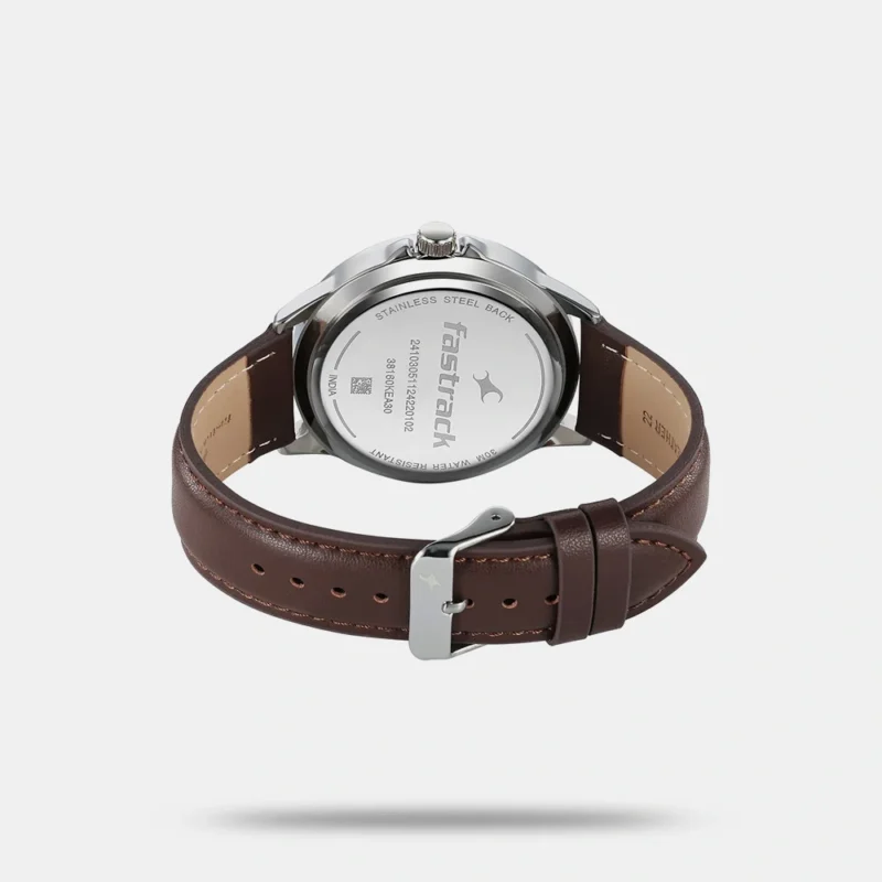 Fastrack Stunners X Quartz Analog Green Dial Leather Strap Watch For Guys 38160SL02 - Image 3