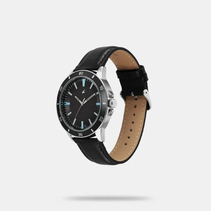 Fastrack Stunners X Quartz Analog Black Dial Leather Strap Watch For Guys 38160SL03 - Image 2