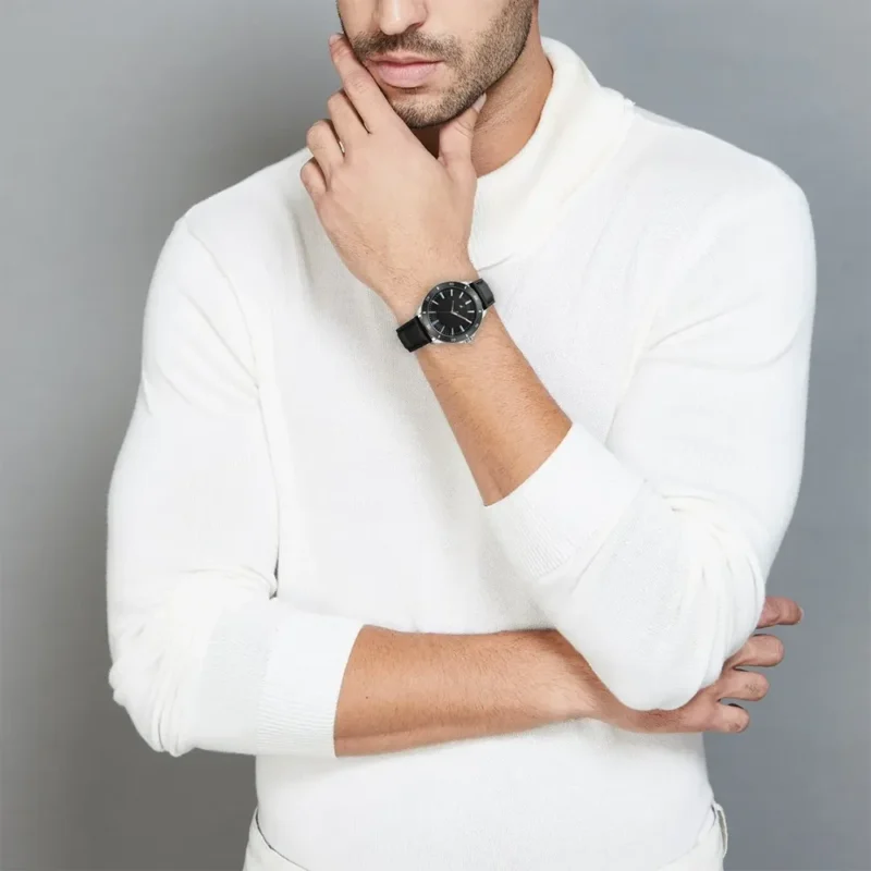 Fastrack Stunners X Quartz Analog Black Dial Leather Strap Watch For Guys 38160SL03 - Image 4