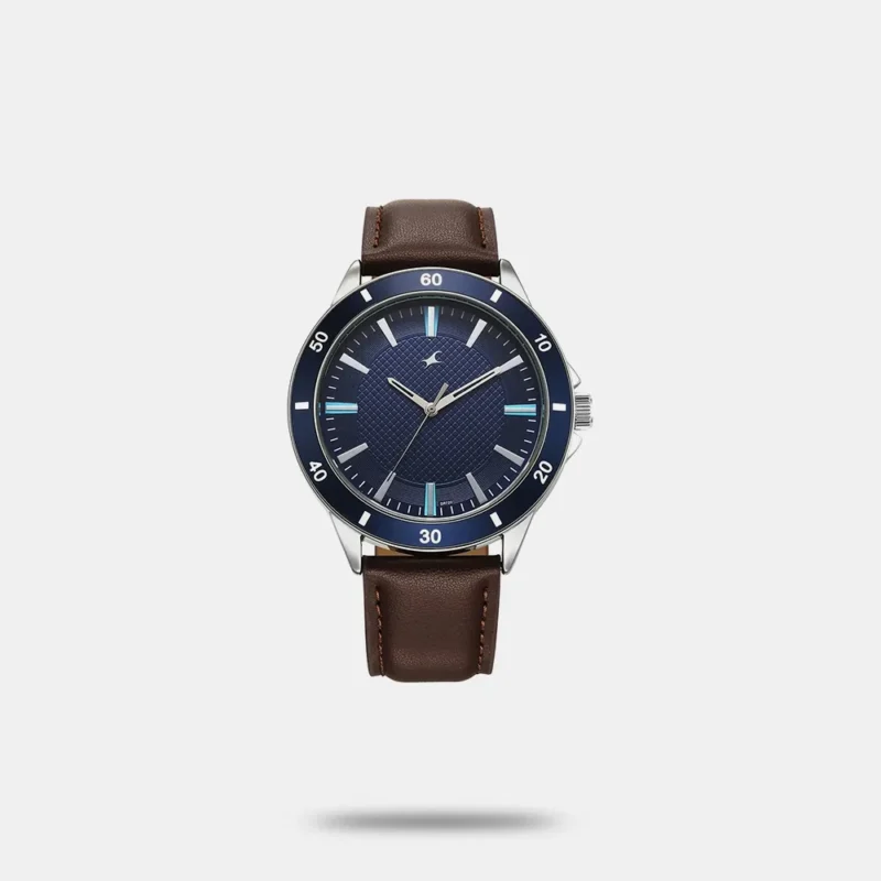 Fastrack Stunners X Quartz Analog Blue Dial Leather Strap Watch For Guys 38160SL04