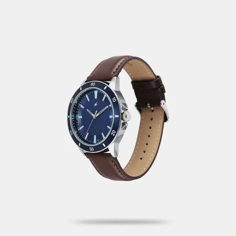 Fastrack Stunners X Quartz Analog Blue Dial Leather Strap Watch For Guys 38160SL04 - Image 2