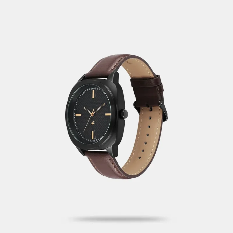 Fastrack Stunners X Quartz Analog Black Dial Leather Strap Watch For Guys 38161NL01 - Image 2