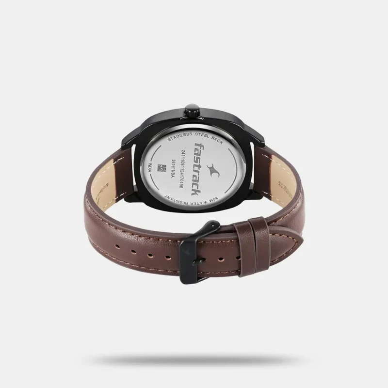 Fastrack Stunners X Quartz Analog Black Dial Leather Strap Watch For Guys 38161NL01 - Image 3