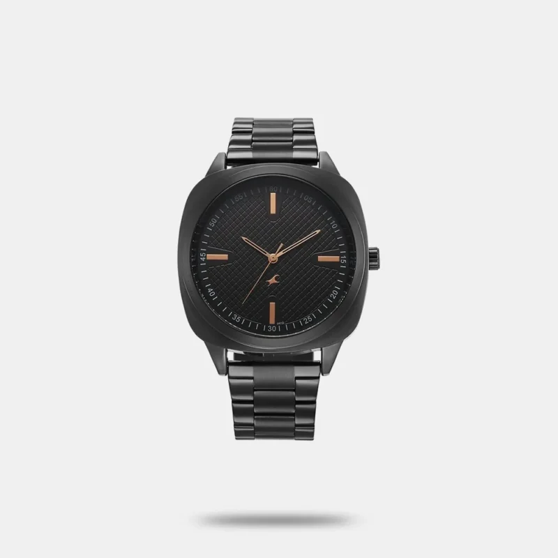 Fastrack Stunners X Quartz Analog Black Dial Stainless Steel Strap Watch For Guys 38161NM01