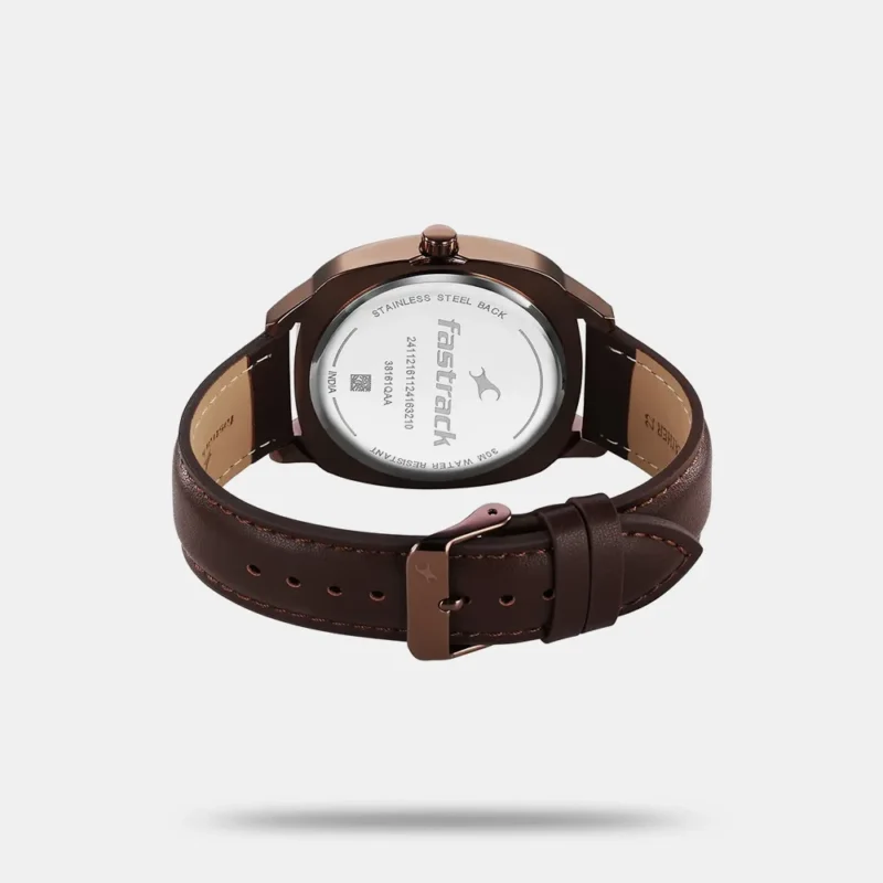 Fastrack Stunners X Quartz Analog Brown Dial Leather Strap Watch For Guys 38161QL01 - Image 3