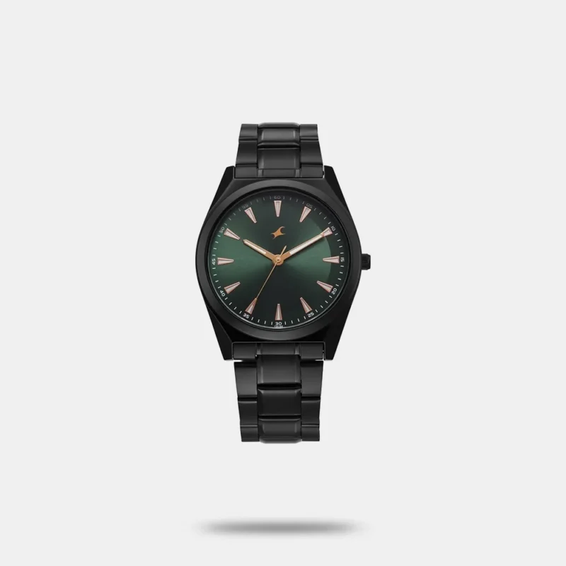 Fastrack Stunners X Quartz Analog Green Dial Stainless Steel Strap Watch For Guys 38162NM01