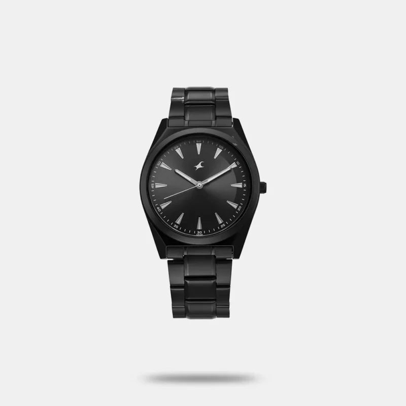 Fastrack Stunners X Quartz Analog Black Dial Stainless Steel Strap Watch For Guys 38162NM02