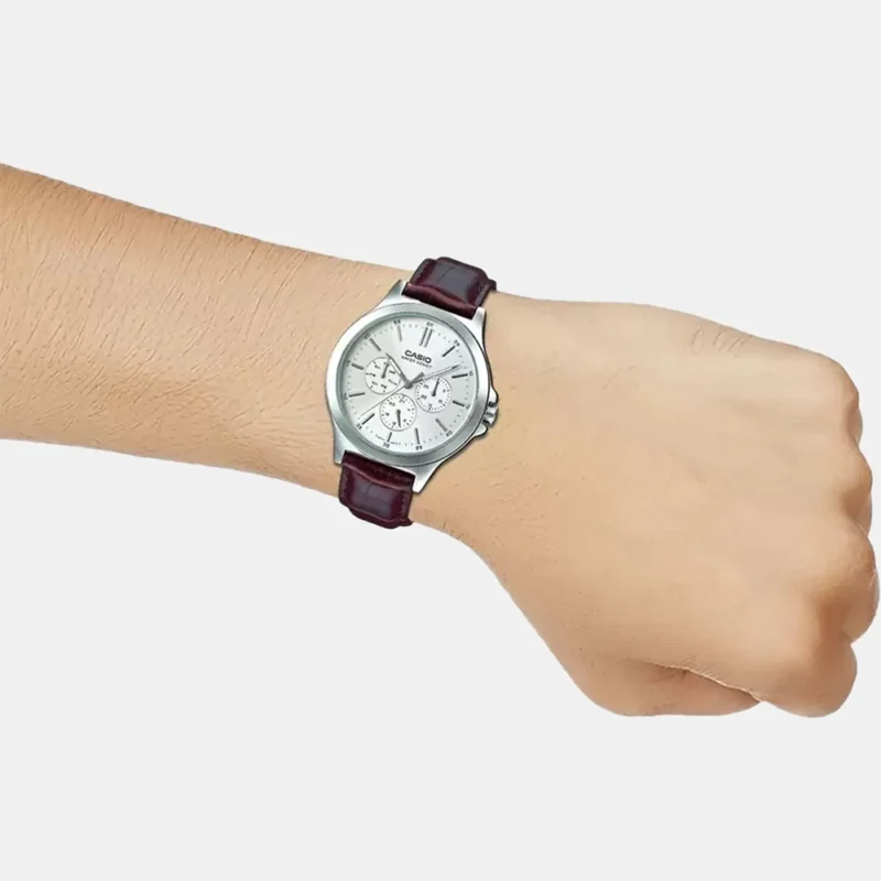 Casio Enticer Men's Brown Chronograph Leather Watch A1177 - MTP-V300L-7AUDF - Image 4