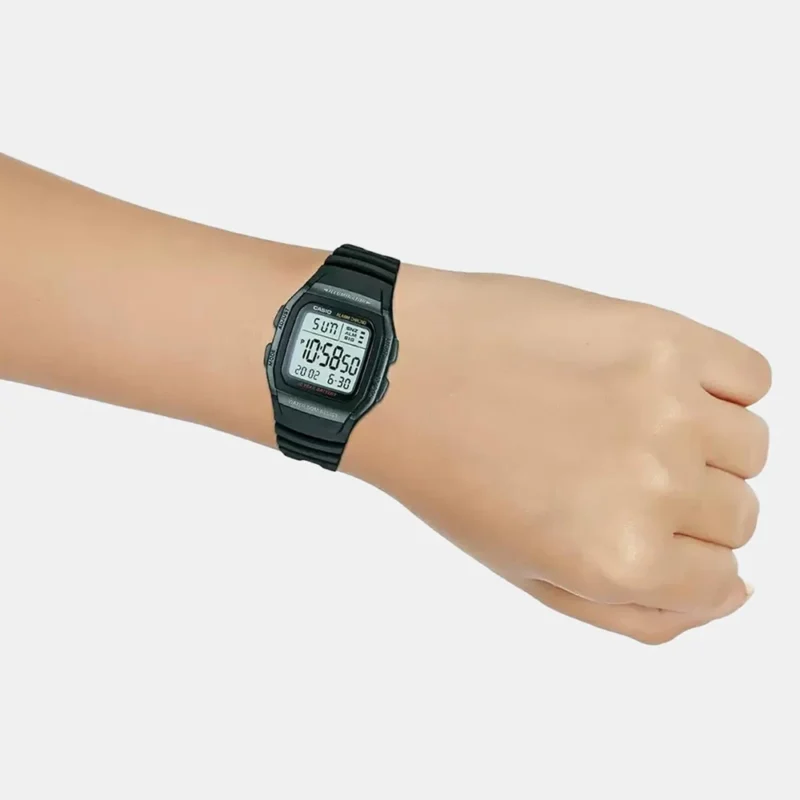 Casio Youth Unisex Black Digital Resin Watch D054 - W-96H-1BVDF - Image 4