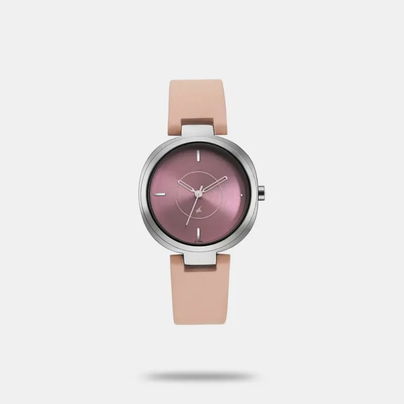 Fastrack Stunners Quartz Analog Pink Dial Leather Strap Watch for Girls 6247SL01