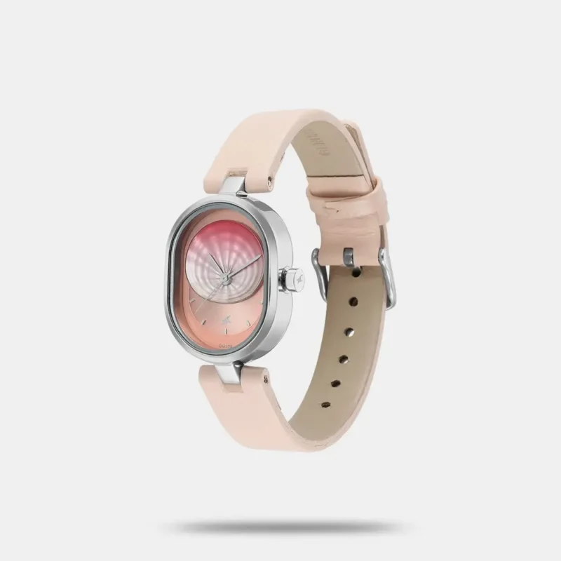 Fastrack Uptown Retreat Quartz Analog Pink Dial Leather Strap Watch for Girls 6258SL02 - Image 2