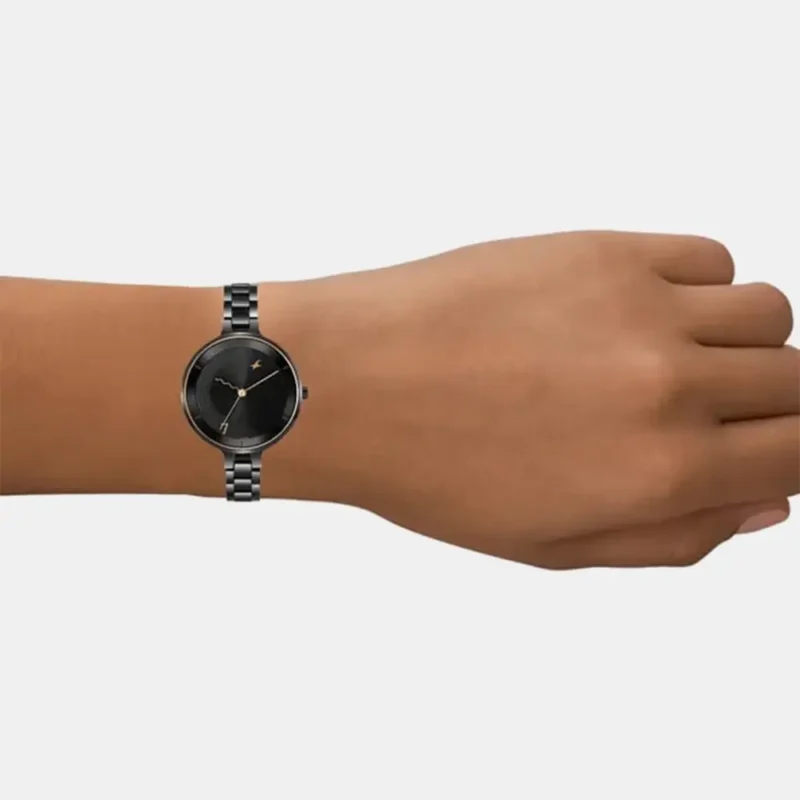 Fastrack Stunners Quartz Analog Black dial Stainless Steel Strap Watch for Girls 6265NM02 - Image 4
