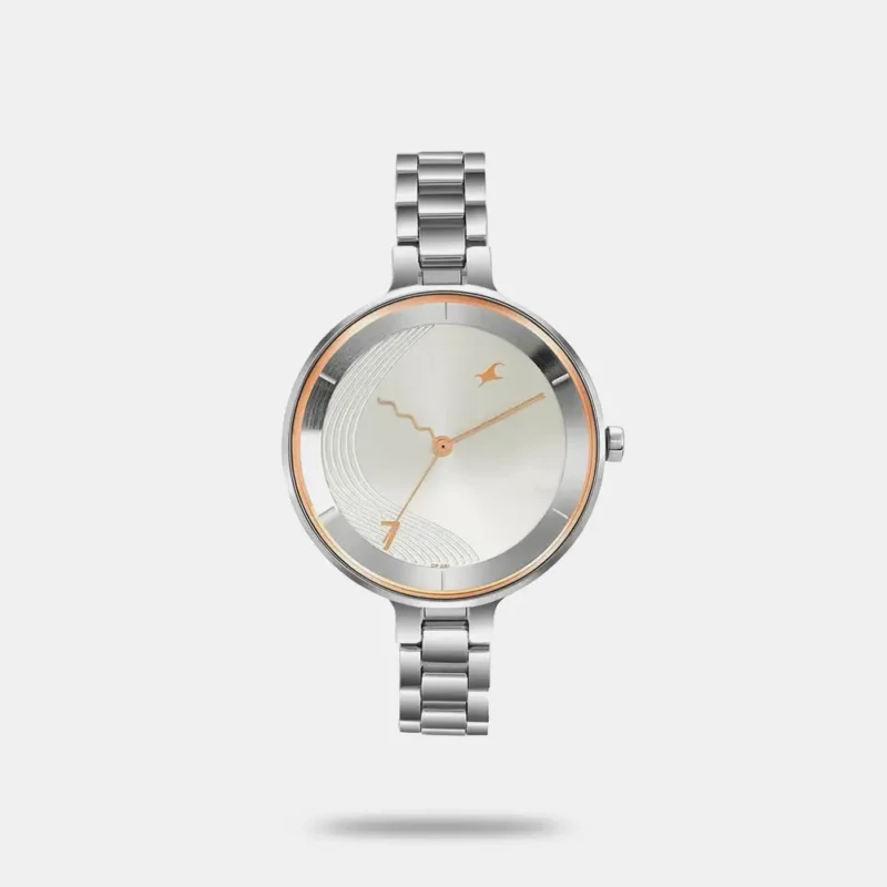 Fastrack Stunners Quartz Analog Silver dial Stainless Steel Strap Watch for Girls 6265SM02