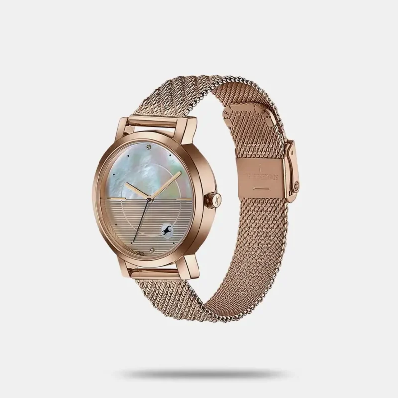 Fastrack Style Up Quartz Analog Mother Of Pearl Dial Rose Gold Stainless Steel Strap Watch For Girls 6284WM05 - Image 3