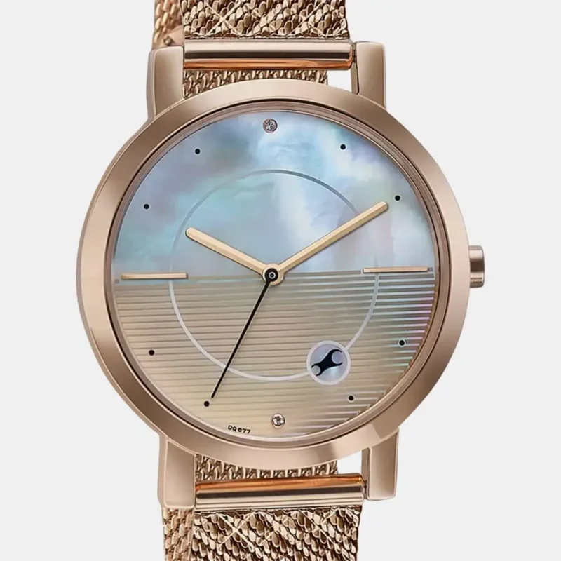 Fastrack Style Up Quartz Analog Mother Of Pearl Dial Rose Gold Stainless Steel Strap Watch For Girls 6284WM05 - Image 2