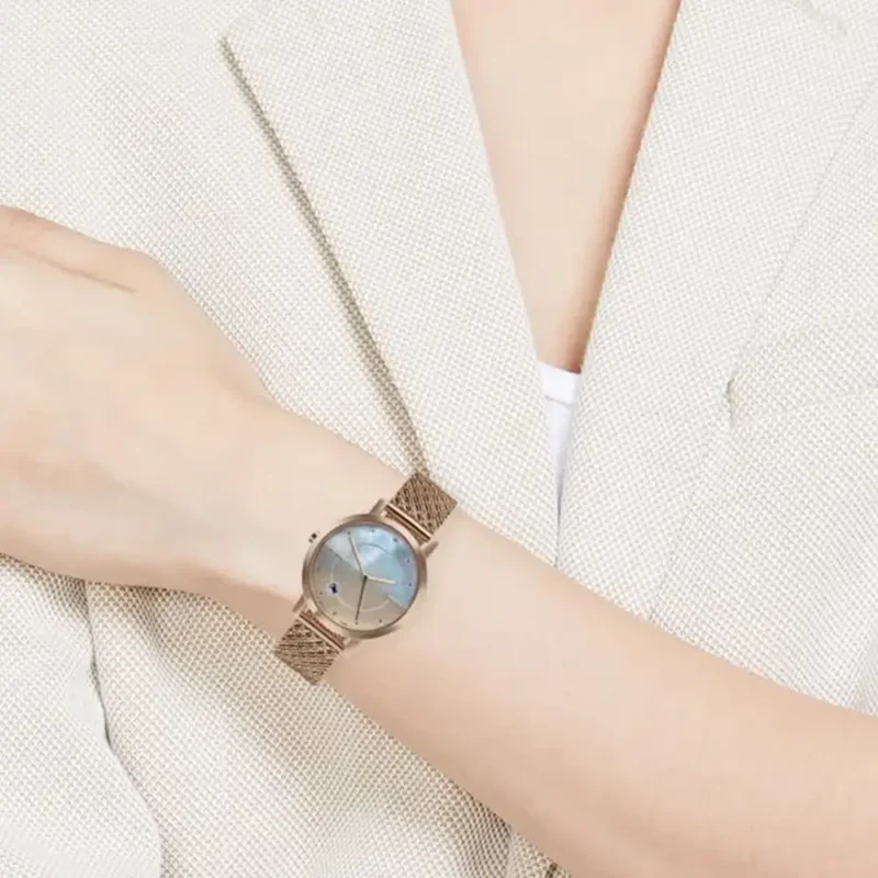 Fastrack Style Up Quartz Analog Mother Of Pearl Dial Rose Gold Stainless Steel Strap Watch For Girls 6284WM05 - Image 5