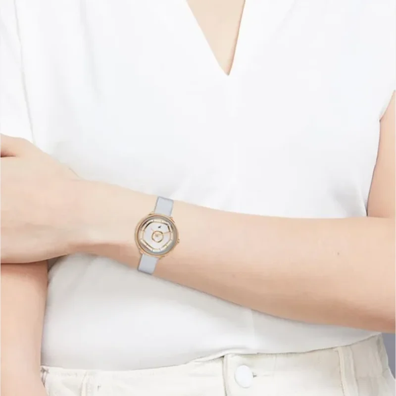 Fastrack Stunners Multifunction Rose Gold Dial White Leather Strap Watch For Girls 6303WL02 - Image 4