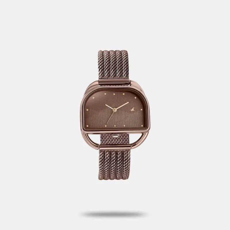 Fastrack Style Up Quartz Analog Brown Dial Brown Stainless Steel Strap Watch For Girls 6307QM01