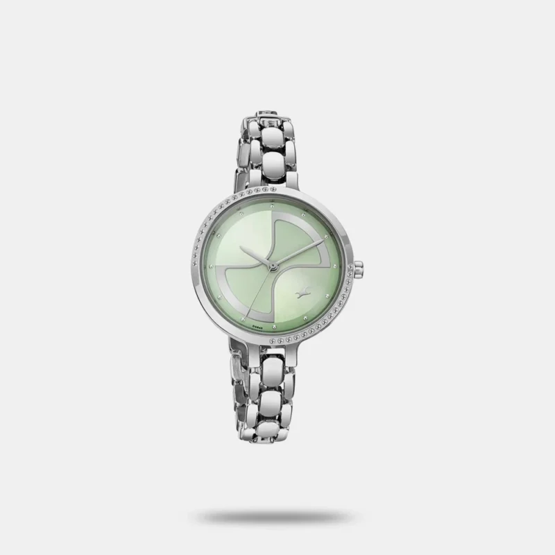 Fastrack Pulse Quartz Analog Green Dial Metal Strap Watch For Girls 6311SM01F - Image 3