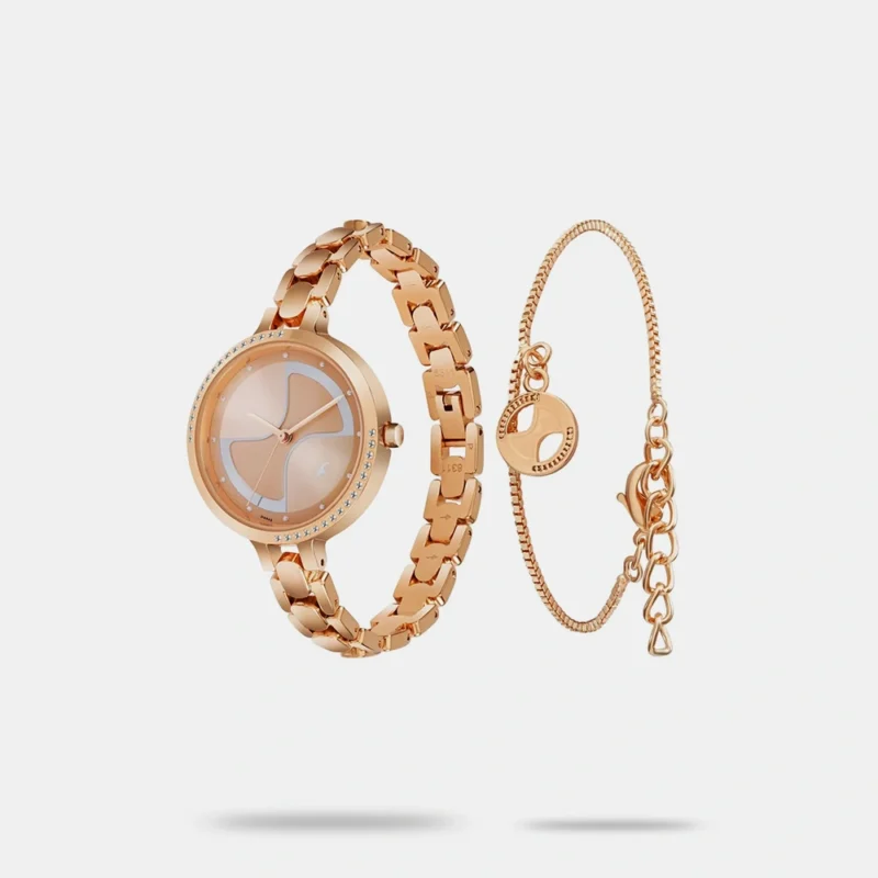 Fastrack Pulse Quartz Analog Rose Gold Dial Metal Strap Watch For Girls 6311WM01F - Image 2