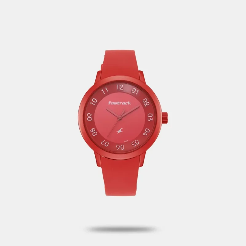 Fastrack Pop Colours Red Dial Silicone Strap Watch for Girls 68025AP02