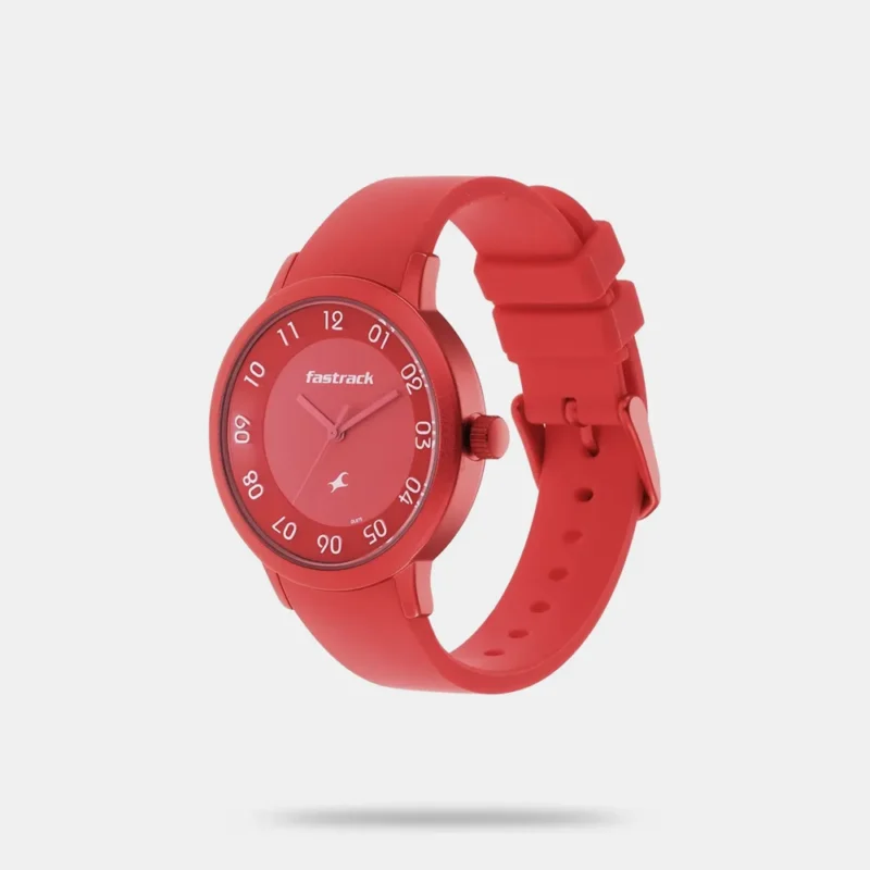 Fastrack Pop Colours Red Dial Silicone Strap Watch for Girls 68025AP02 - Image 2