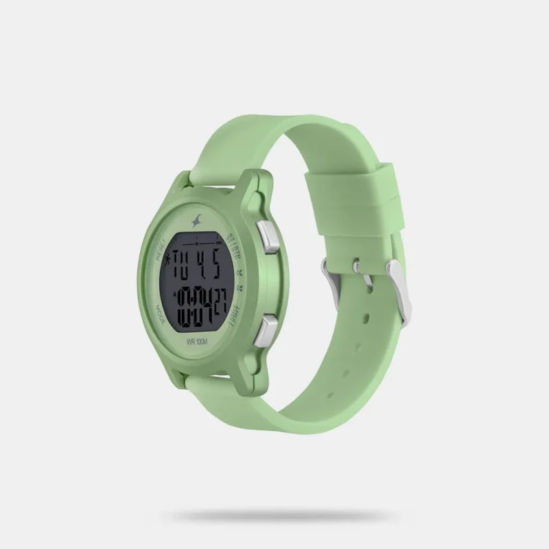 Fastrack Street Line Digital Dial Green Silicone Strap Watch for Girls 68027PP01 - Image 3