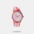 Get this analog watch from the Younique collection by Fastrack to amp up your style. Its round-shaped pink dial is protected in a case of 41.2 mm diameter. The silicon strap of this watch exudes a pink hue for an eye-catching look. Its buckle clasp ensures a secured fit around your wrist. The inclusion of plain 3-hand quartz movement adds to its features.