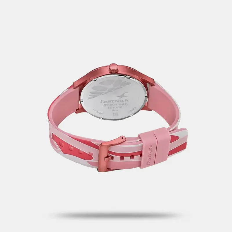Fastrack Topicals Quartz Analog Pink Dial Silicone Strap Unisex Watch 68031AP07 - Image 3