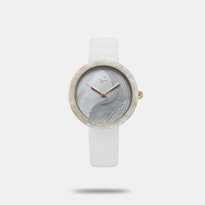 Fastrack Younique Quartz Analog Mother Of Pearl Dial LeatherStrap Watch For Girls 68035KL01